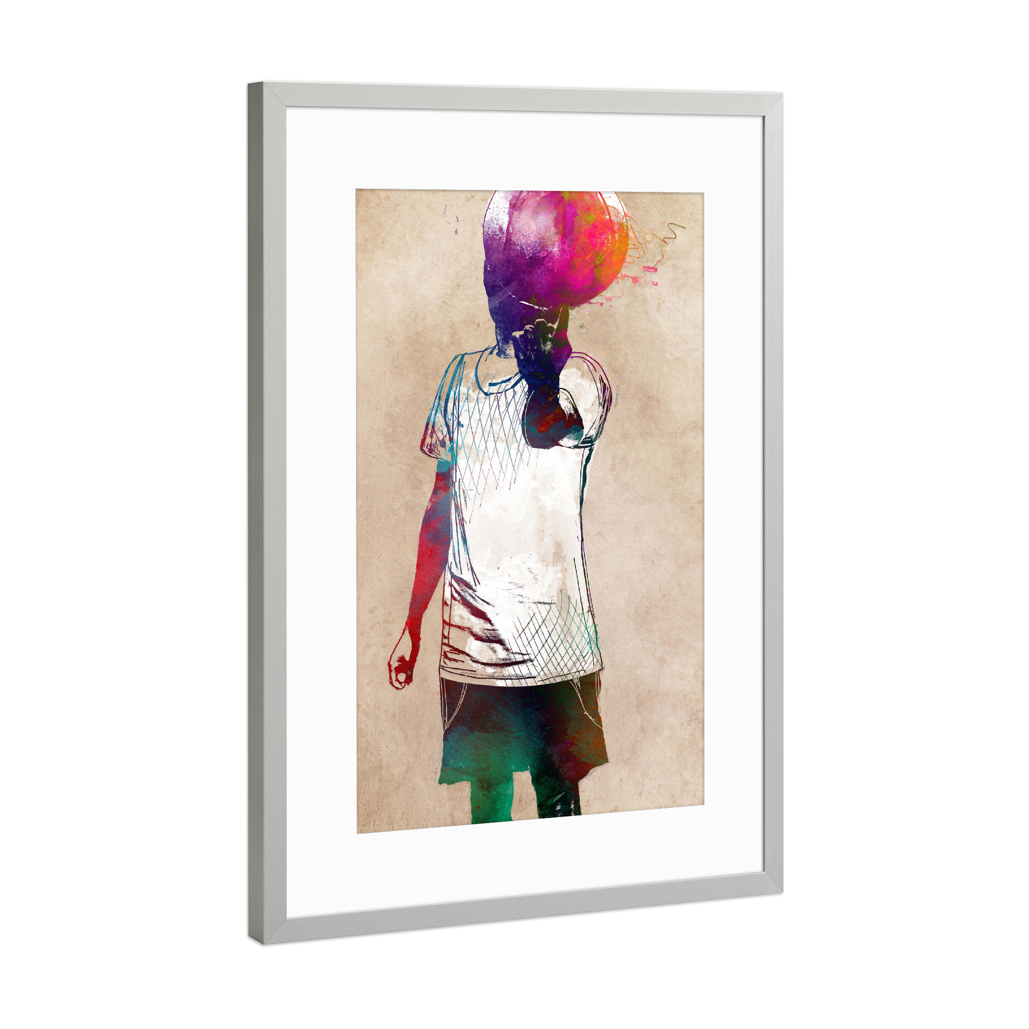Poster mit Rahmen Silber "Basketball player art" artboxONE - Sport,Sport / Motivation - Basketball,Basket,Basketball player,Sport,Player