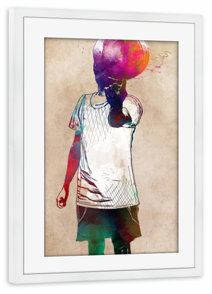 Poster mit Rahmen weiß "Basketball player art" artboxONE - Sport,Sport / Motivation - Basketball,Basket,Basketball player,Sport,Player