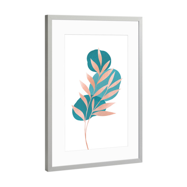 Poster mit Rahmen Silber "Minimal Branch" artboxONE - Natur,Floral,Abstrakt