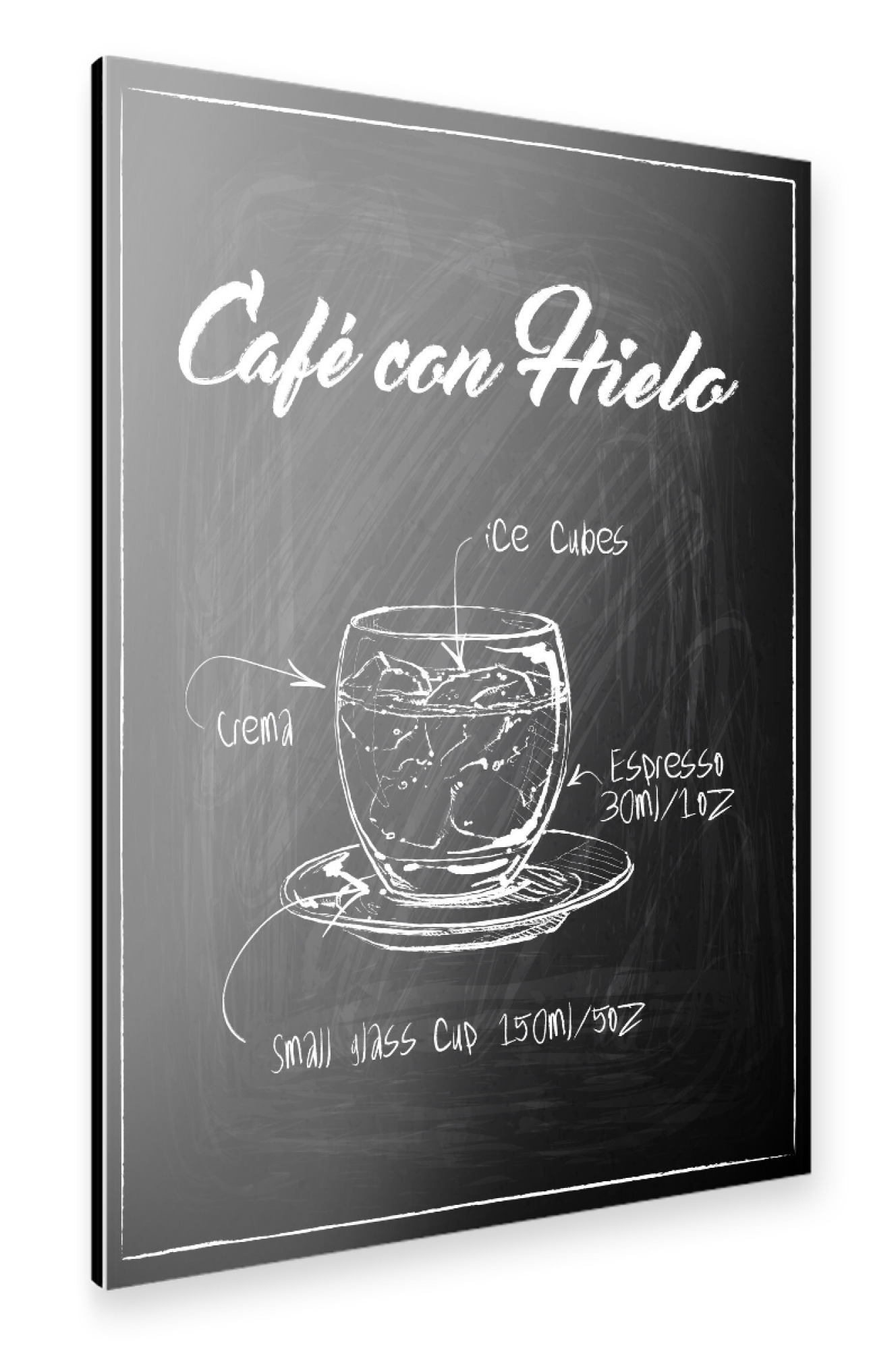 Alu-Dibond "Cafe' con Hielo Zeichnung" 75x50 cm artboxONE