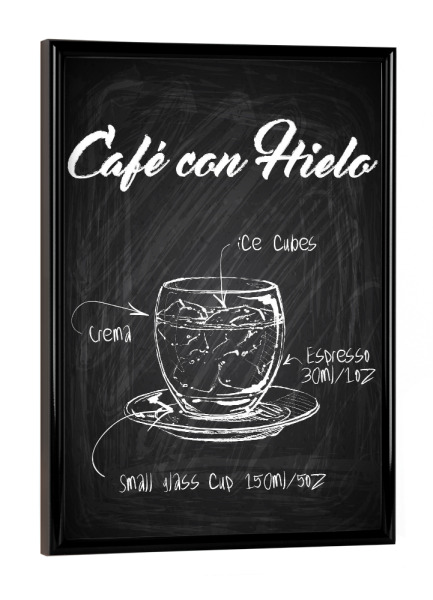 Poster mit schwarzem Rahmen "Cafe' con Hielo Zeichnung" artboxONE - Essen & Trinken,Schwarzweiß