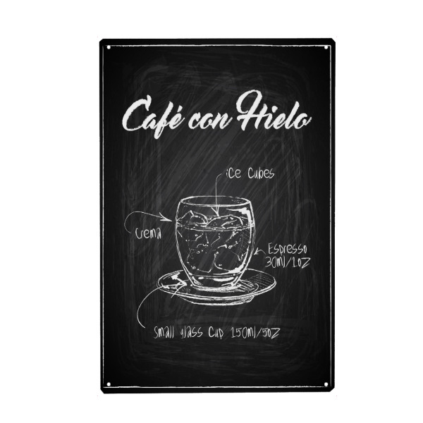 Holzbild "Cafe' con Hielo Zeichnung" artboxONE - Essen & Trinken,Schwarzweiß