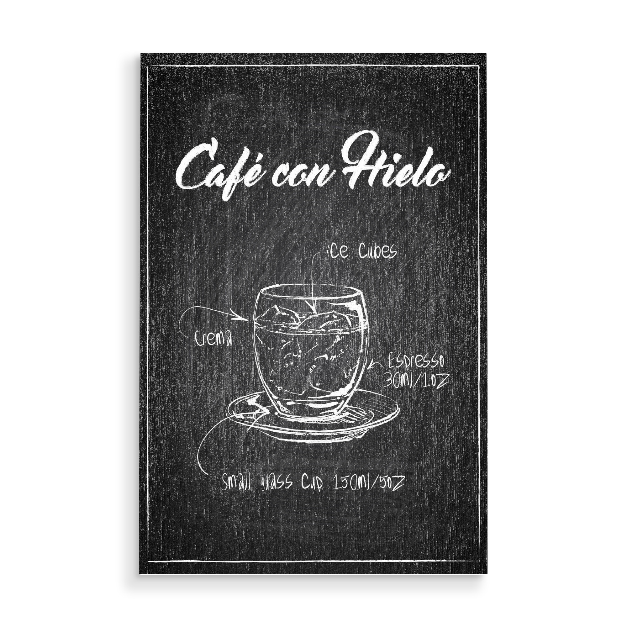 Holzbild "Cafe' con Hielo Zeichnung" artboxONE - Essen & Trinken,Schwarzweiß