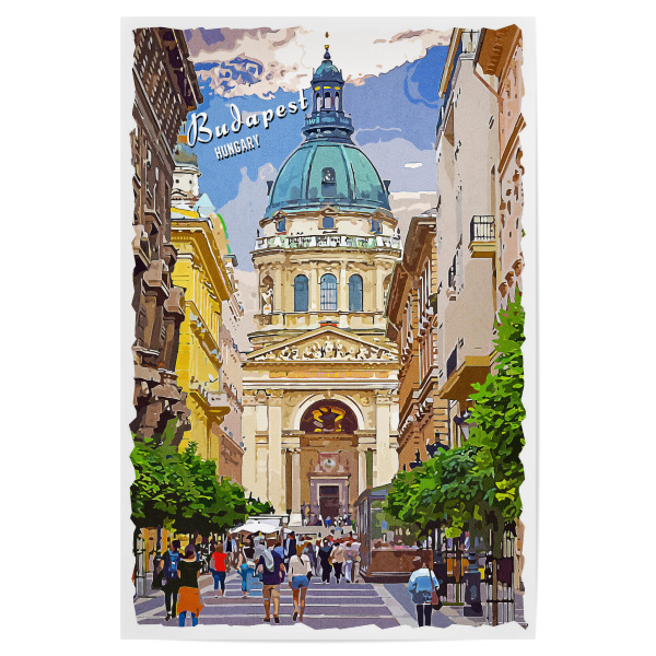 Poster 30x20 cm "Budapest Vintage Straße" artboxONE - Städte,Architektur,Städte / Budapest