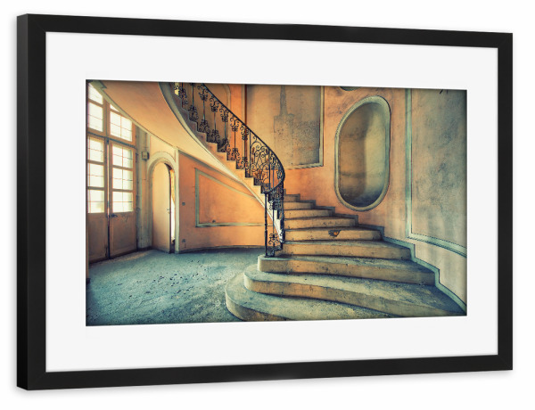 Poster mit Rahmen schwarz "Grande Stairs" artboxONE - Architektur