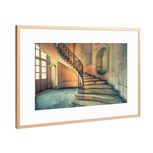 Poster mit Rahmen Kupfer "Grande Stairs" artboxONE - Architektur