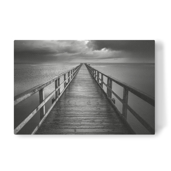 Leinwandbild "Wattbrücke" artboxONE - Natur,Schwarzweiß,Reise / Strand und Meer