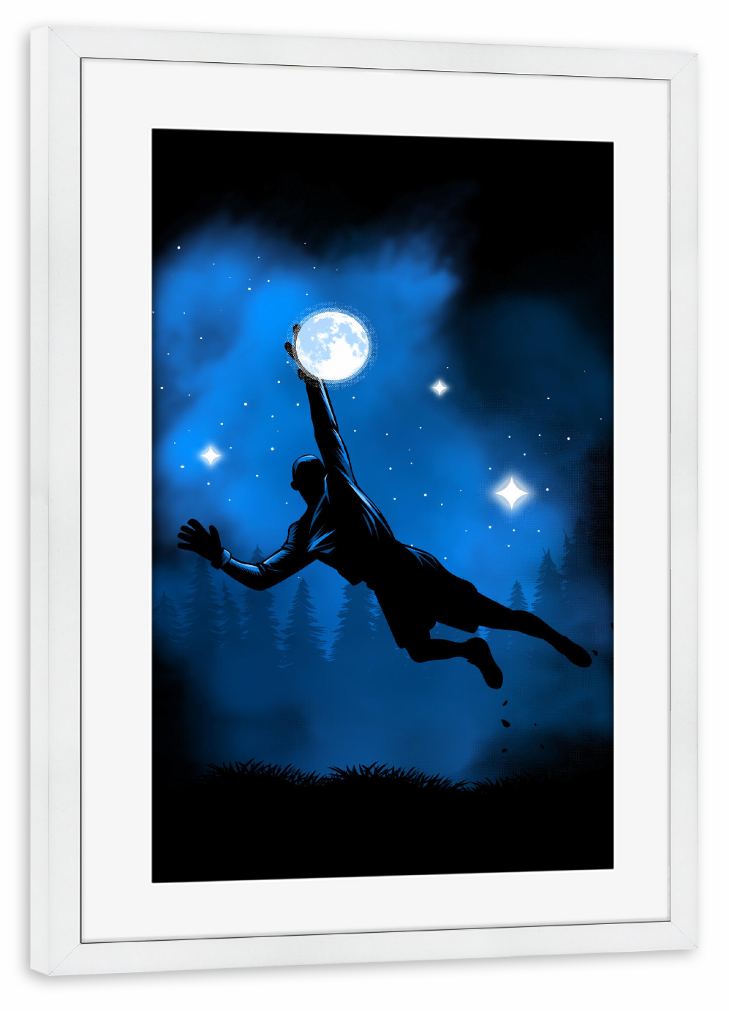 Poster mit Rahmen weiß "Stopping the moon" artboxONE - Natur,Menschen
