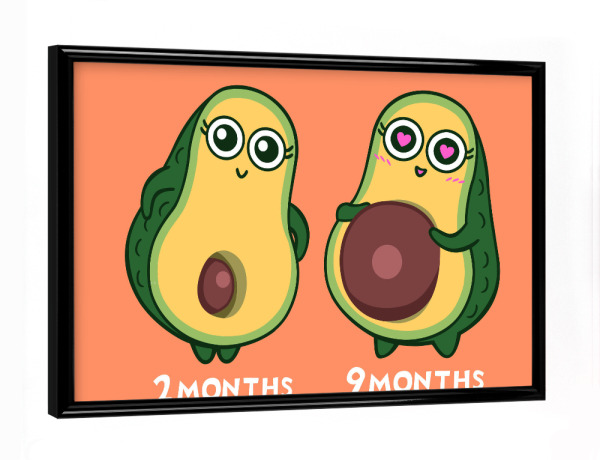 Poster mit schwarzem Rahmen "Pregnant avocados" artboxONE - Essen & Trinken,Comic - Avocado,Pregnant,Mother,Baby,Birht,Lustig,Funny,Schwanger