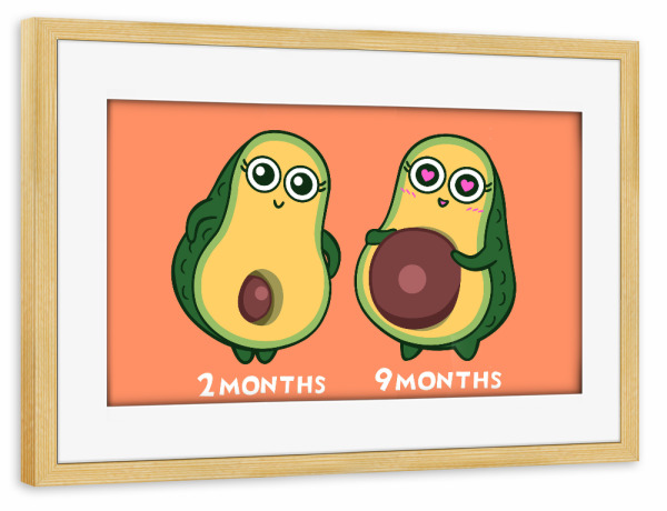 Poster mit Rahmen kiefer "Pregnant avocados" artboxONE - Essen & Trinken,Comic - Avocado,Pregnant,Mother,Baby,Birht,Lustig,Funny,Schwanger