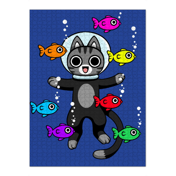 Puzzle Ravensburger "Cat in aquarium" artboxONE - Tiere,Lustig