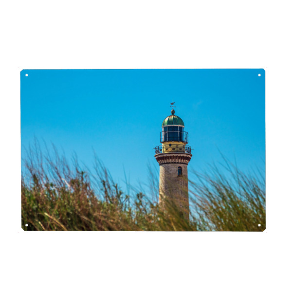 Metall Poster "Leuchtturm mit Düne" artboxONE - Natur,Reise,Architektur