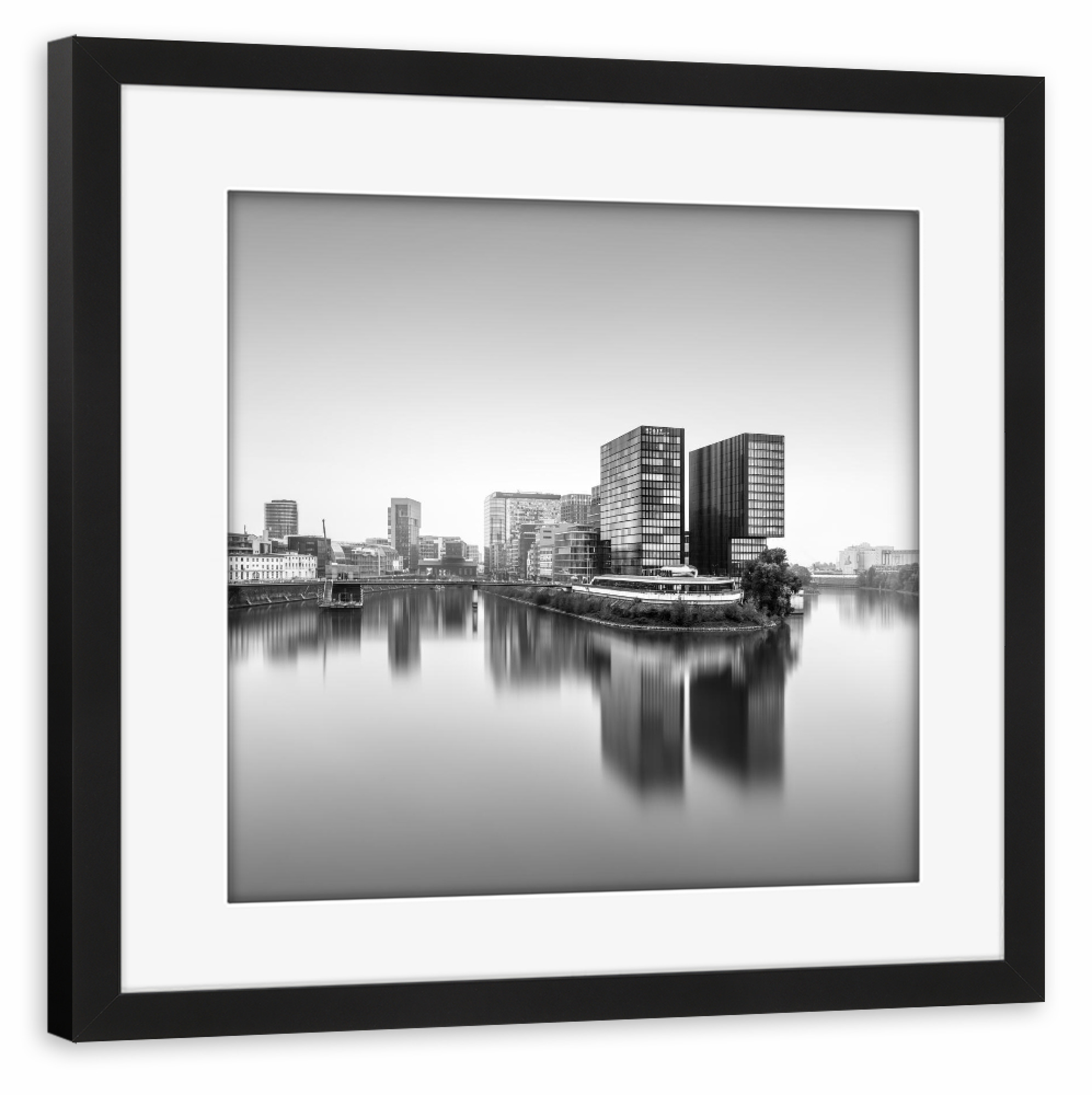 Poster mit Rahmen schwarz "Medienhafen | Düsseldorf" artboxONE - Reise,Schwarzweiß,Architektur,Reise / Strand und Meer,Städte / Düsseldorf