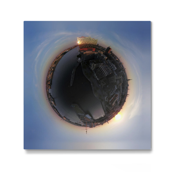 Galerie-Print "Gekrönter Hafen Hamburg - Sunset" 30x30 cm artboxONE