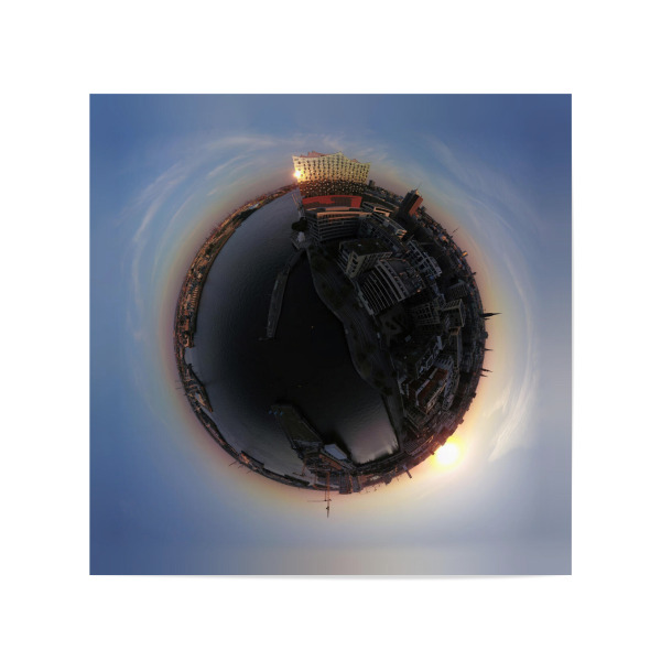 Poster 20x20 cm "Gekrönter Hafen Hamburg - Sunset" artboxONE - Städte,Städte / Hamburg,Reise,Architektur,Reise / Länder