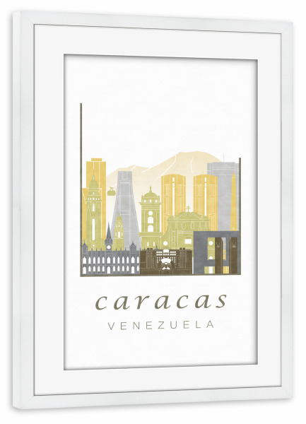 Poster mit Rahmen weiß "Caracas skyline desert" artboxONE - Städte,Reise,Architektur,Kartografie