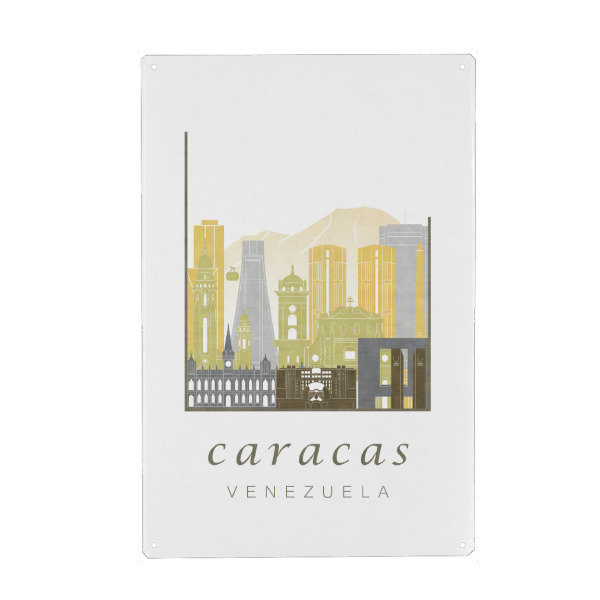 Metall Poster "Caracas skyline desert" artboxONE - Städte,Reise,Architektur,Kartografie