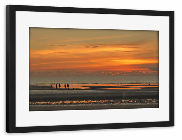 Poster mit Rahmen schwarz "Sonnenuntergang im Watt" artboxONE - Natur,Reise,Reise / Strand und Meer,Reise / Länder