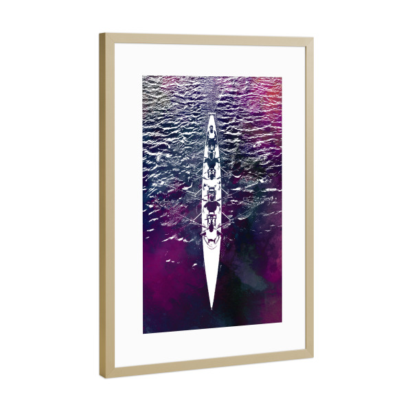 Poster mit Rahmen Gold "Rowing sport art" artboxONE - Sport,Sport / Motivation - Row,Rowing,Sport,Sports,Swimming,Active,Team,Crew,Boot,Boat