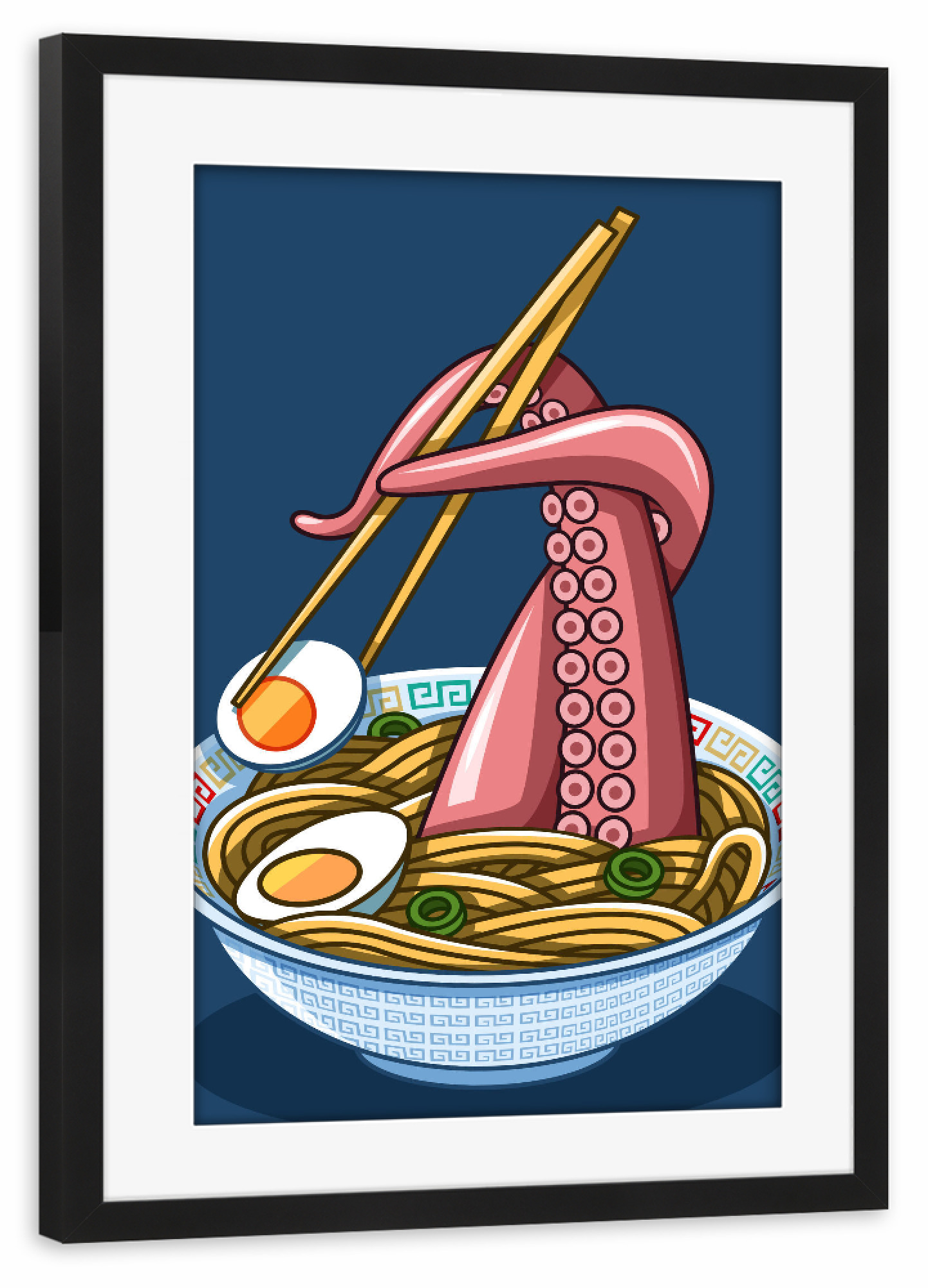 Poster mit Rahmen schwarz "Ramen Octopus" artboxONE - Essen & Trinken,Comic