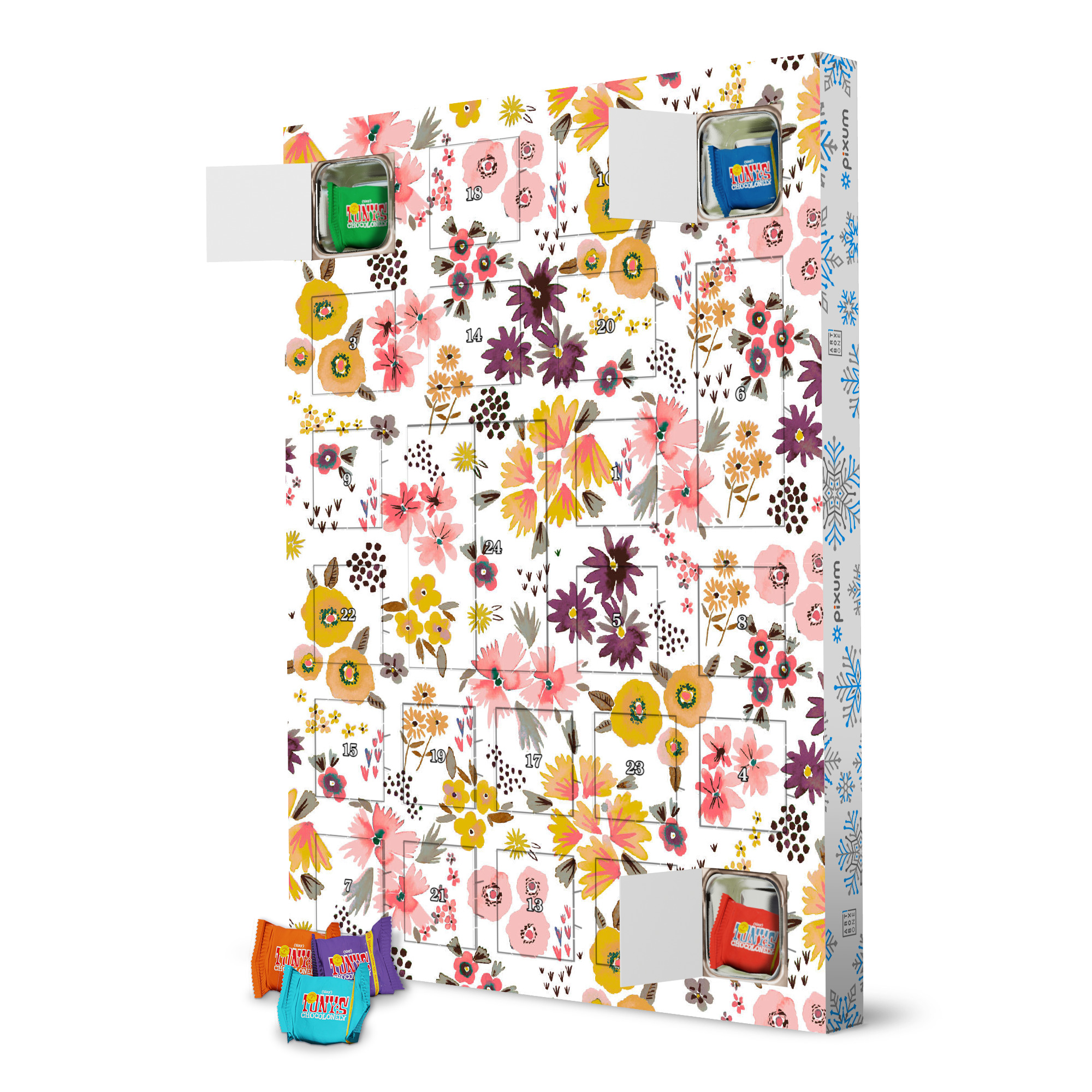 Adventskalender mit Tony's Chocolonely Little Cute Flowers Coral artboxONE Adventskalender Floral