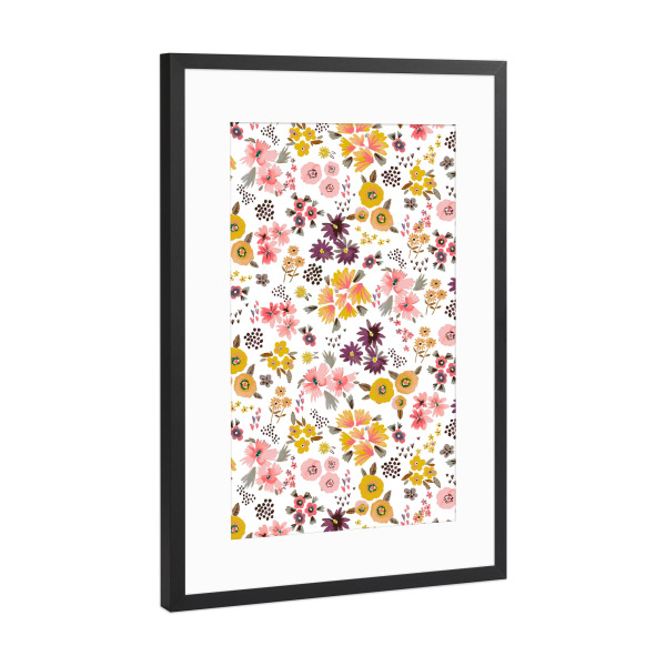 Poster mit Rahmen Schwarz (Metallic) "Little Cute Flowers Coral" artboxONE - Floral,Fashion,Für Mama