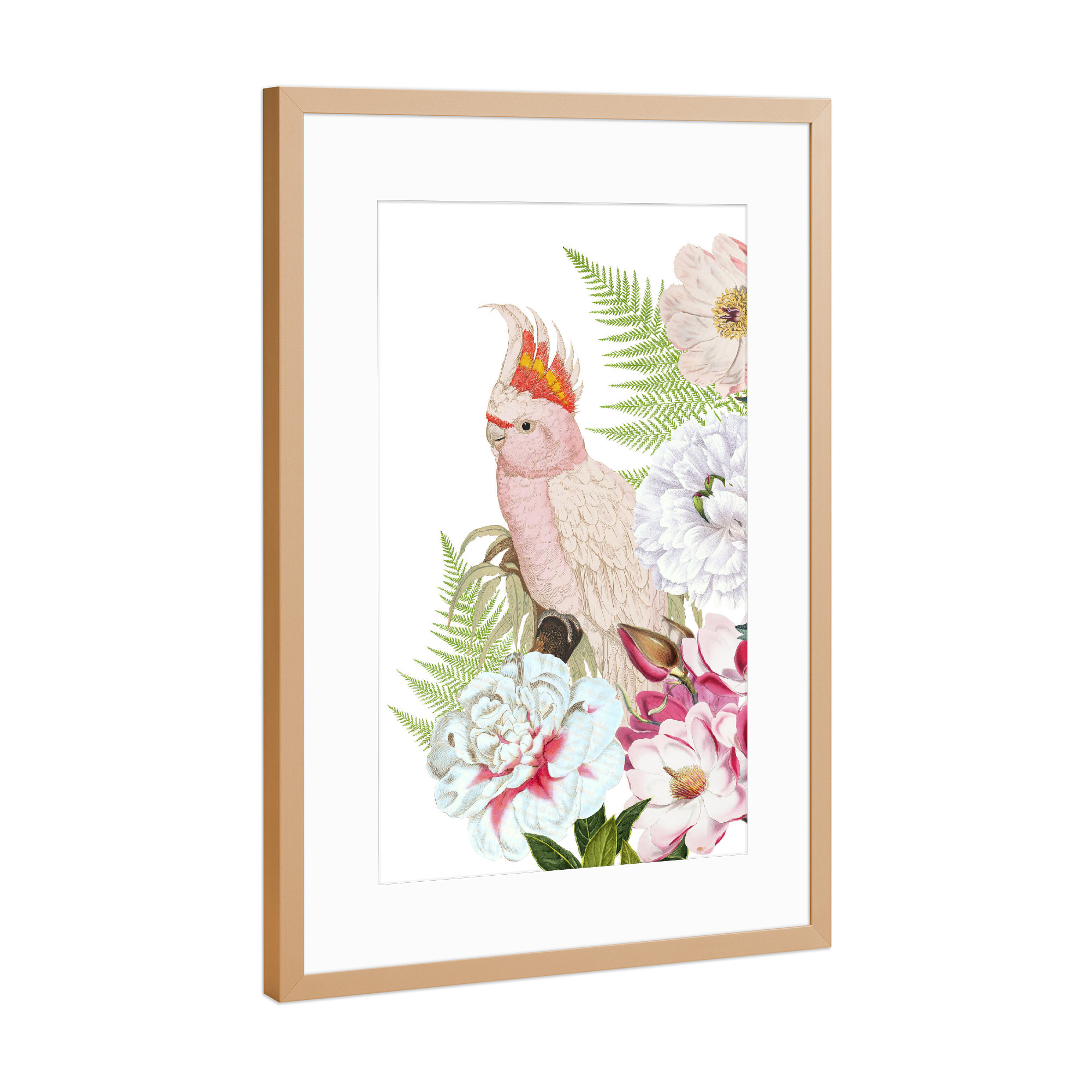 Poster mit Rahmen Kupfer "Flower Parrot" artboxONE - Natur,Floral,Tiere