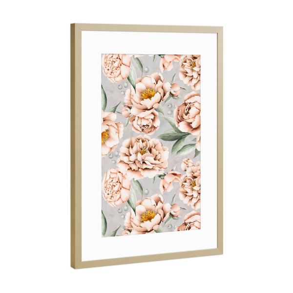 Poster mit Rahmen Gold "Pantone 2021 Peonies Garden" artboxONE - Natur,Floral