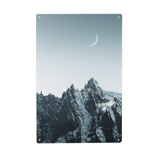 Metall Poster "Mond über den Bergen" artboxONE - Natur,Reise,Reise / Länder