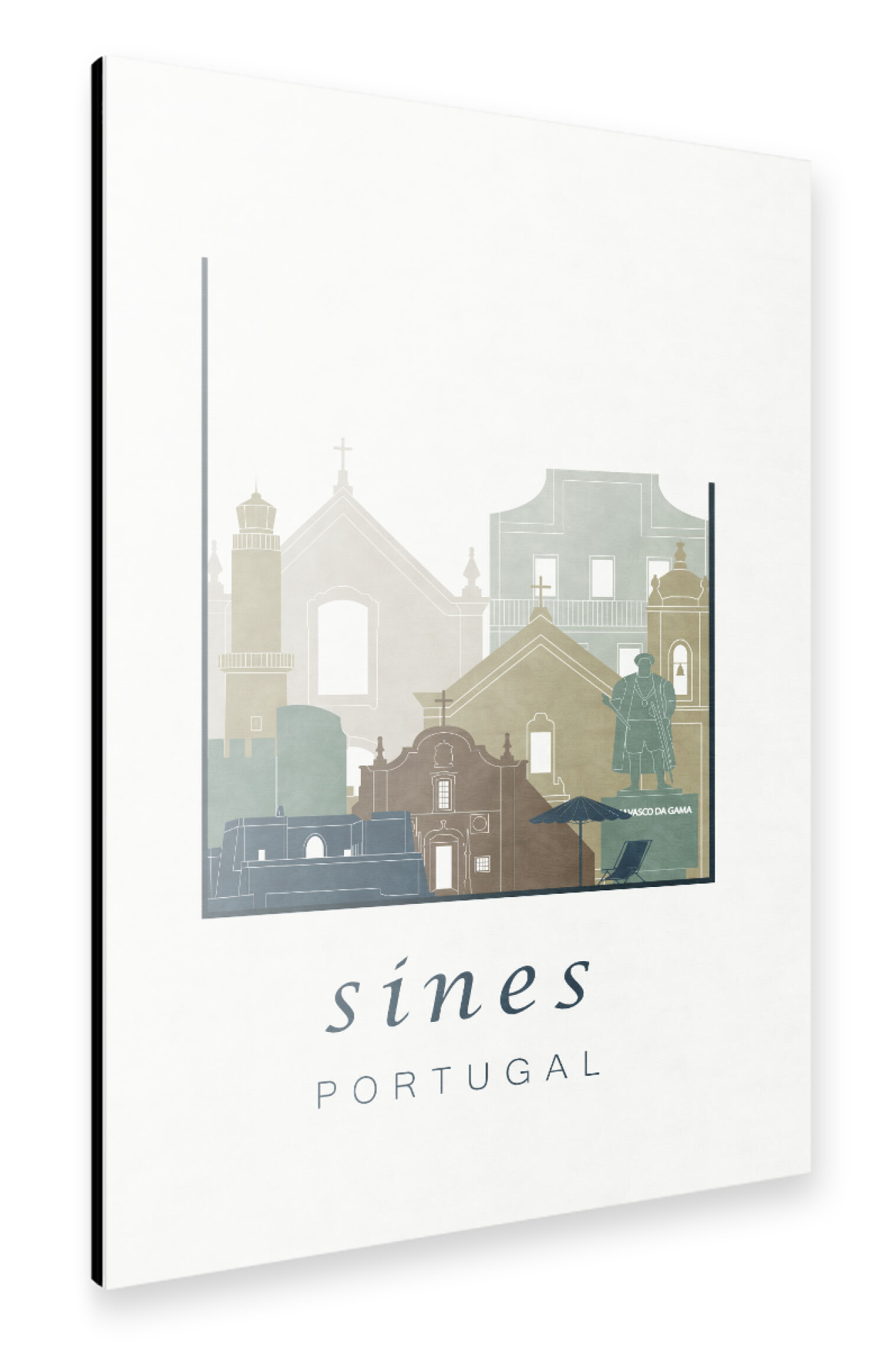 Alu-Dibond "Sines skyline light blue" 30x20 cm artboxONE