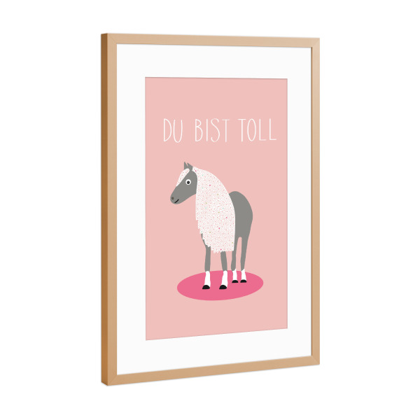 Poster mit Rahmen Kupfer "Pferdeposter Du bist Toll" artboxONE - Für Kinder,Tiere