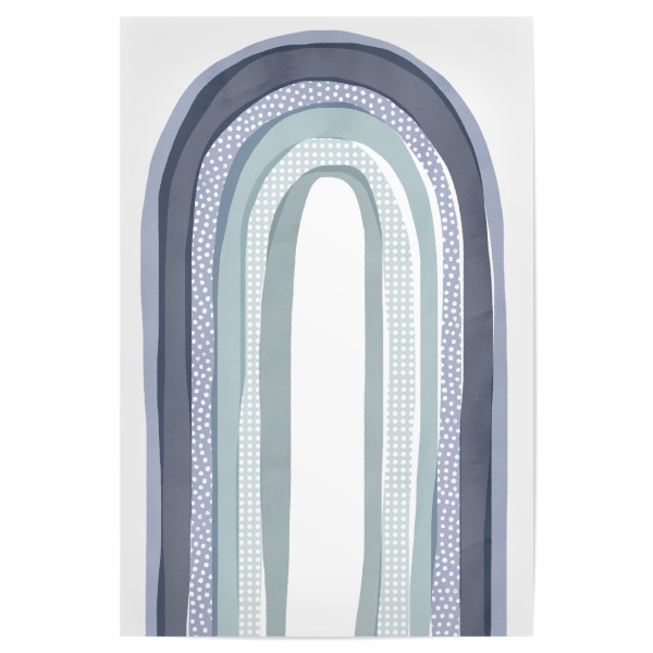 Poster "Blue Rainbow" artboxONE - Für Kinder,Abstrakt - Rainbow,Paint,Watercolor,Polka dots,White,Indigo,Regenbogen,Blue,Blau,Kinder,Nursery,Children