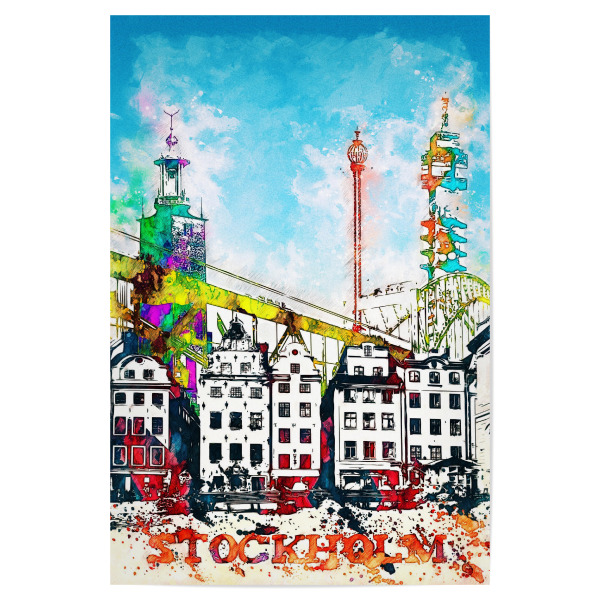 Poster 30x20 cm "Stockholm Collage in bunt" artboxONE - Städte,Architektur,Städte / Stockholm