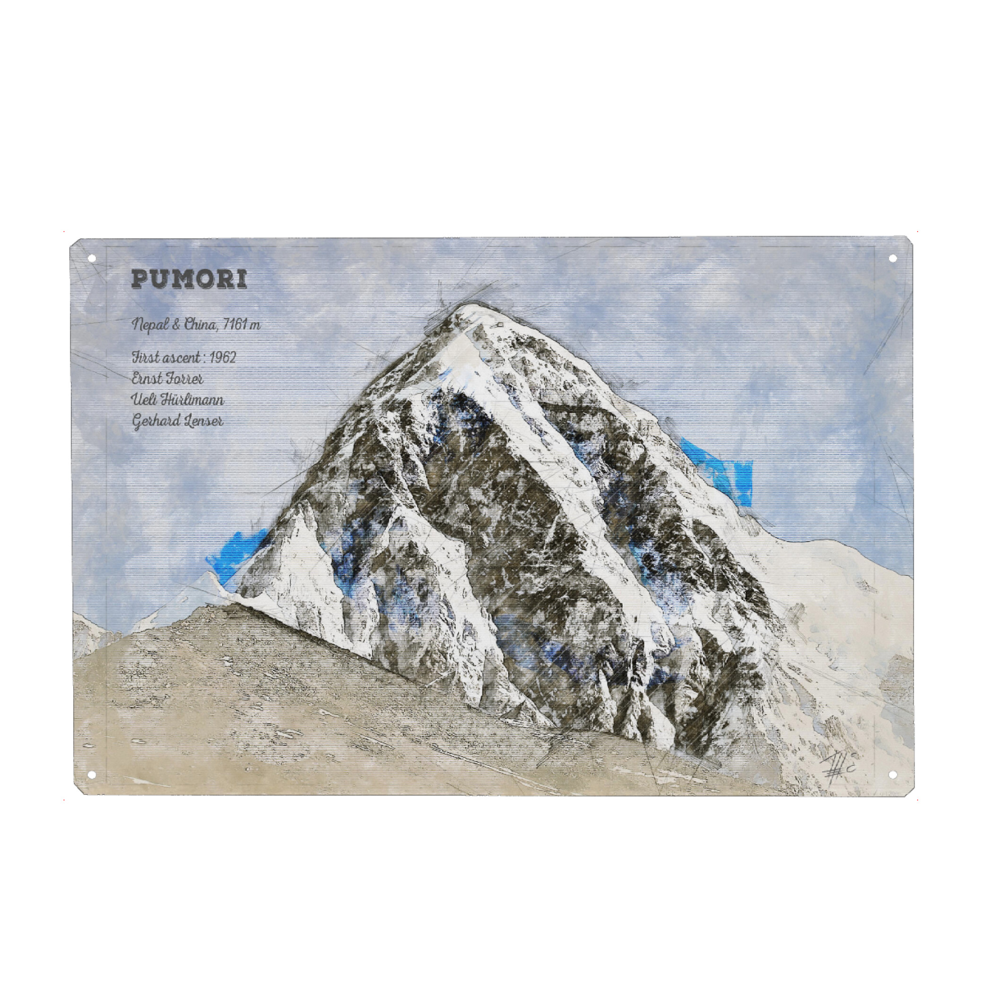Metall Poster "Pumori Mountain" artboxONE - Natur,Reise,Reise / Asien