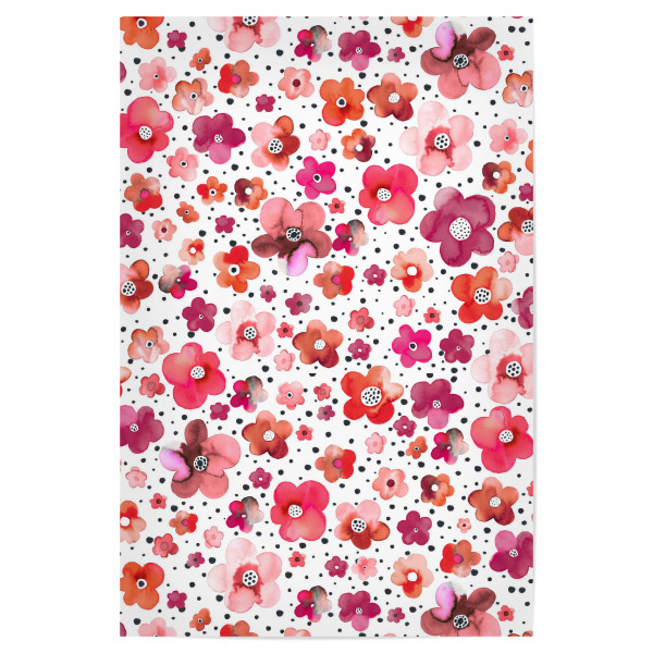 Poster 30x20 cm "Naïve Dots Flowers Coral" artboxONE - Natur,Floral,Für Mama