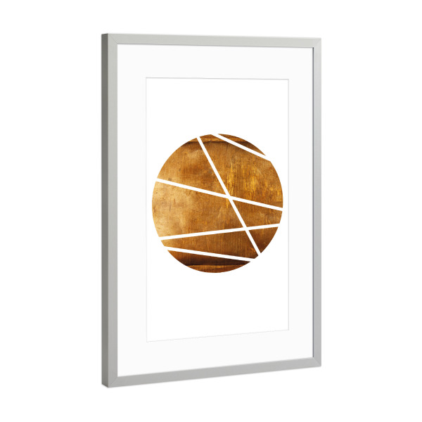 Poster mit Rahmen Silber "Abstract Circle in Gold" artboxONE - Abstrakt,Geometrie