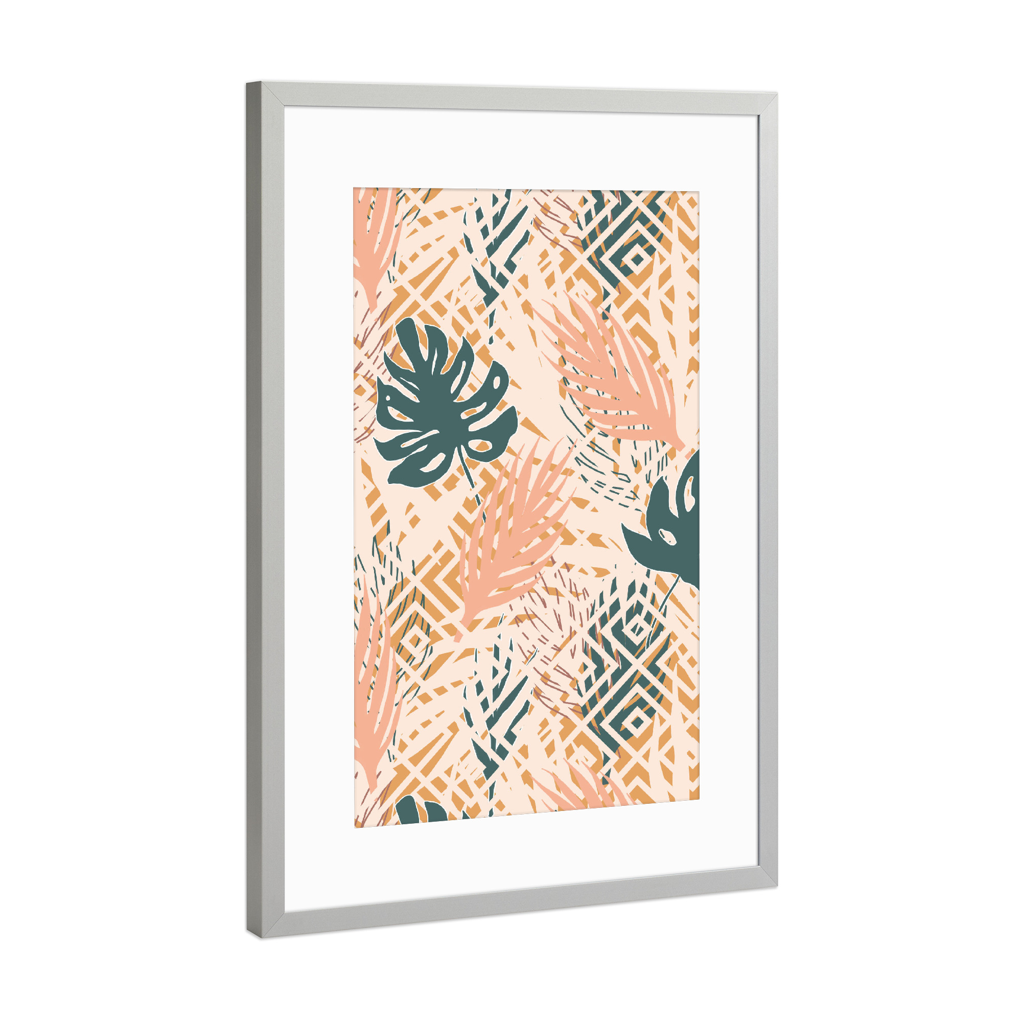 Poster mit Rahmen Silber "Tropical Maze" artboxONE - Natur,Floral,Abstrakt,Geometrie