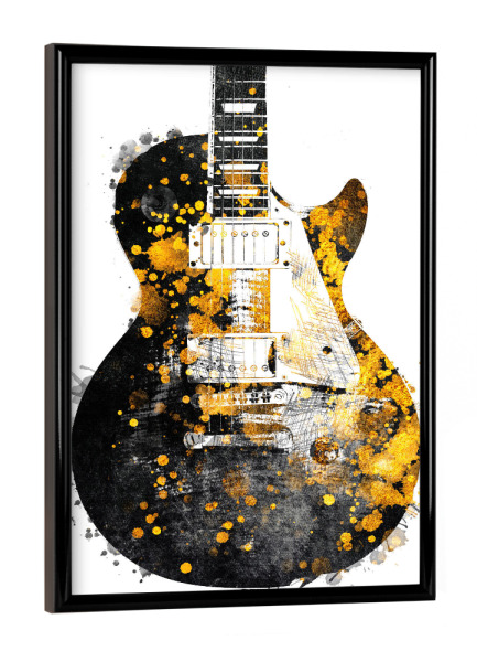 Poster mit schwarzem Rahmen "Guitar gold and black" artboxONE - Musik