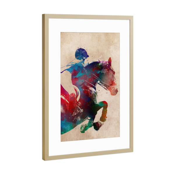 Poster mit Rahmen Gold "Horse riding sport" artboxONE - Tiere,Sport,Sport / Motivation - Horse riding,Horse,Horses,Riding,Sport