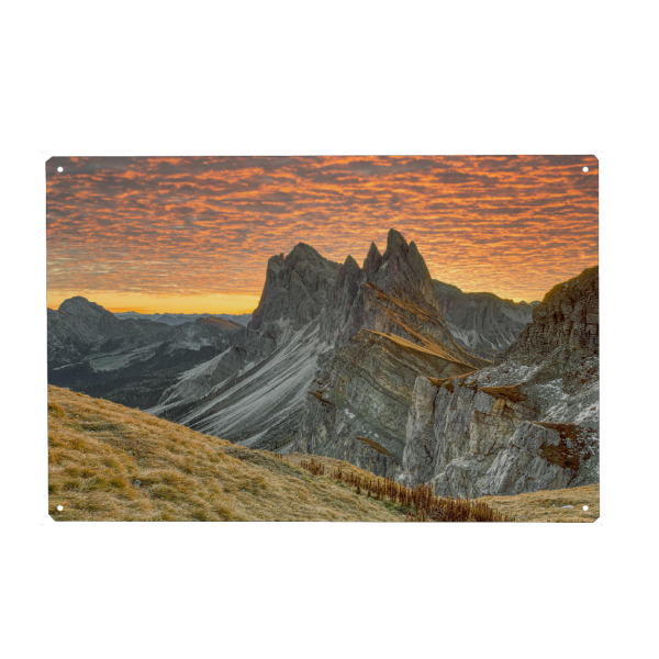 Metall Poster "Seceda Südtirol Sonnenaufgang" artboxONE - Natur,Reise,Reise / Länder