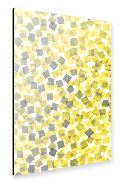 Alu-Dibond "Watercolor Confetti Squares Yellow" 30x20 cm artboxONE