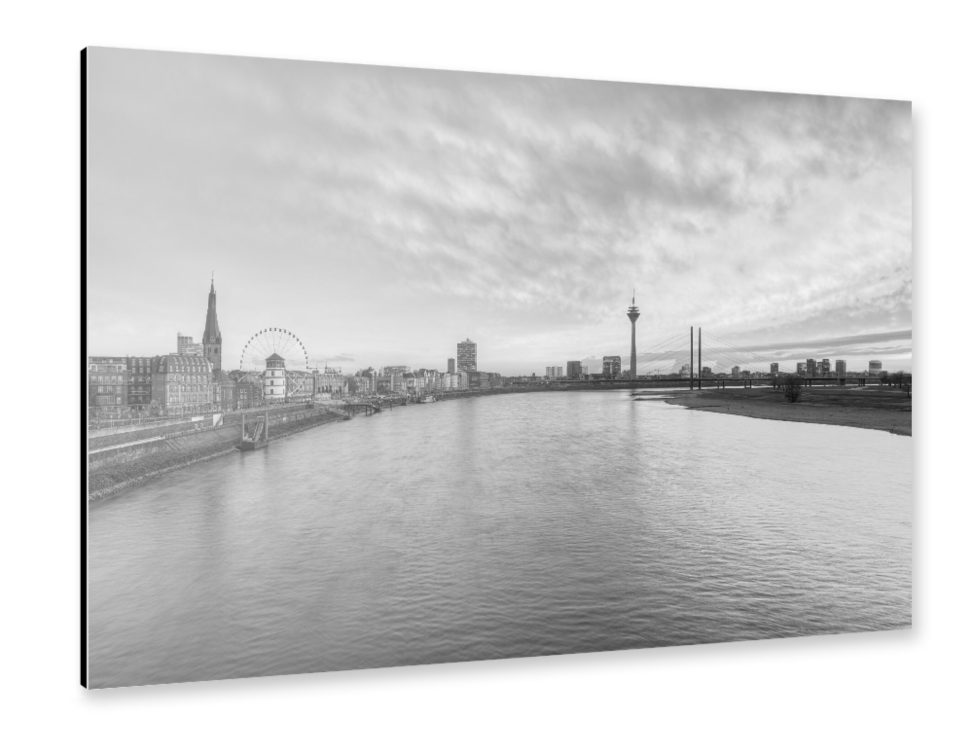 Alu-Dibond "Düsseldorf schwarz-weiß" 30x20 cm artboxONE