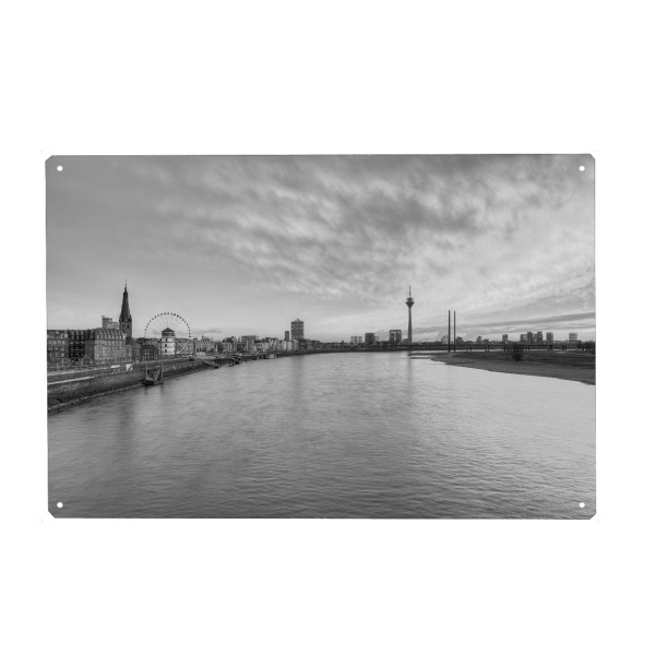 Holzbild "Düsseldorf schwarz-weiß" artboxONE - Reise,Schwarzweiß,Städte / Düsseldorf