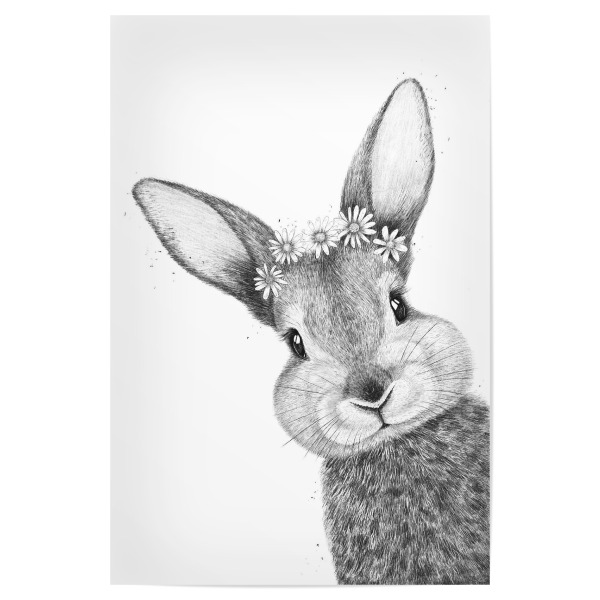Poster 30x20 cm "Rabbit with chamomiles" artboxONE - Natur,Floral,Tiere,Lustig
