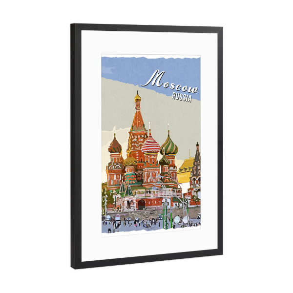 Poster mit Rahmen Schwarz (Metallic) "Moskau Vintage" artboxONE - Städte,Architektur