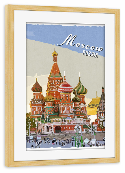 Poster mit Rahmen kiefer "Moskau Vintage" artboxONE - Städte,Architektur