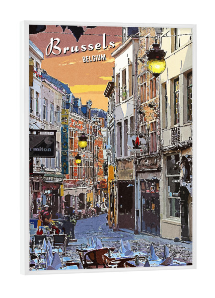 Poster mit weißem Rahmen "Brüssel Vintage" artboxONE - Städte,Architektur
