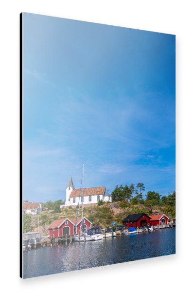 Alu-Dibond "Hamburgsund mit Kirche" 30x20 cm artboxONE