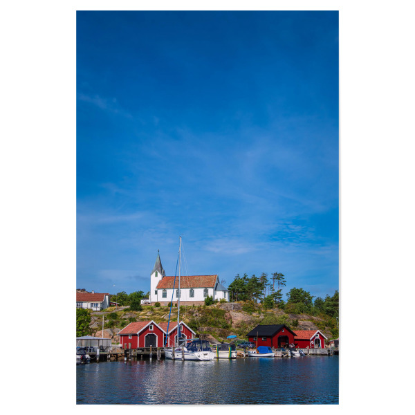 Poster 30x20 cm "Hamburgsund mit Kirche" artboxONE - Natur,Reise,Architektur,Reise / Strand und Meer,Reise / Länder