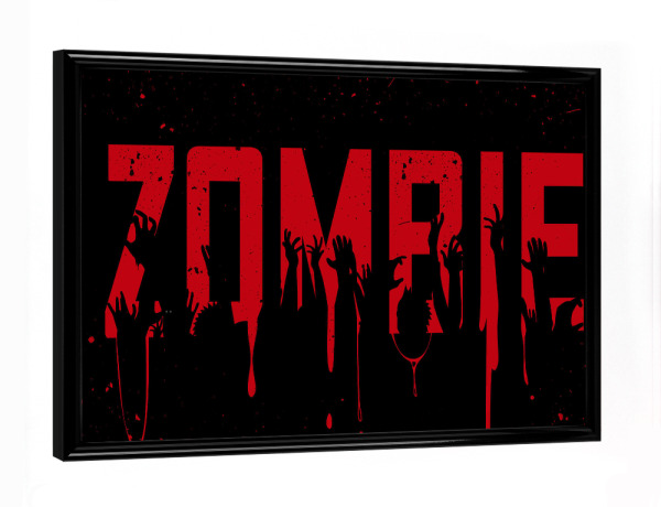 Poster mit schwarzem Rahmen "Blood Zombie" artboxONE - Typografie,Fiktion,Halloween - Zombi,Zombie,Halloween,Hands,Terror,Horror,Blood